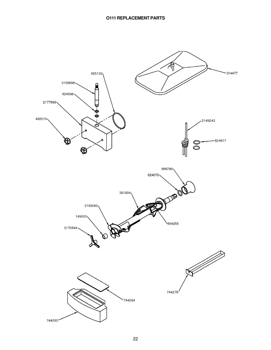 Stoelting owner manual O111 Replacement Parts 