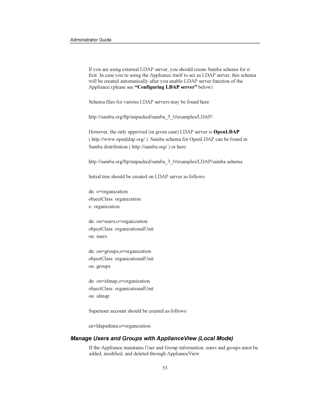 Storageflex 3945N manual Manage Users and Groups with ApplianceView Local Mode 