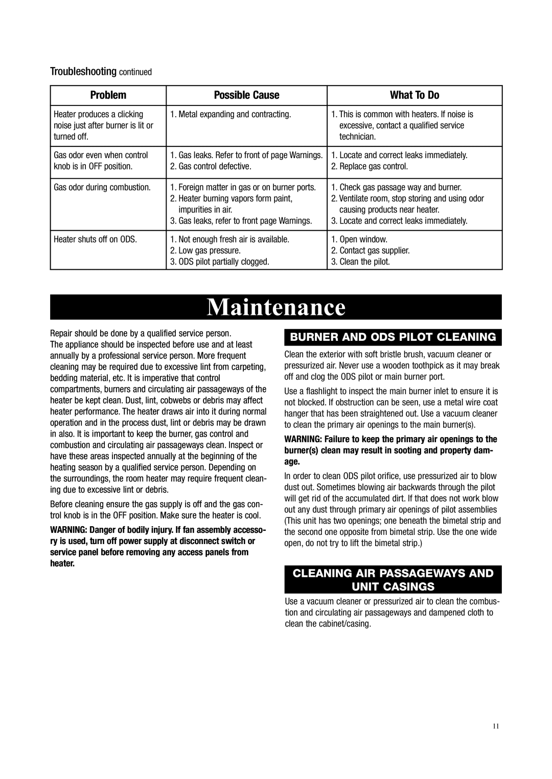 Storageflex RMC-LC10LP - 10, (F) - 2, RMC-LC20LP(T) Burner and ODS Pilot Cleaning, Cleaning AIR Passageways Unit Casings 