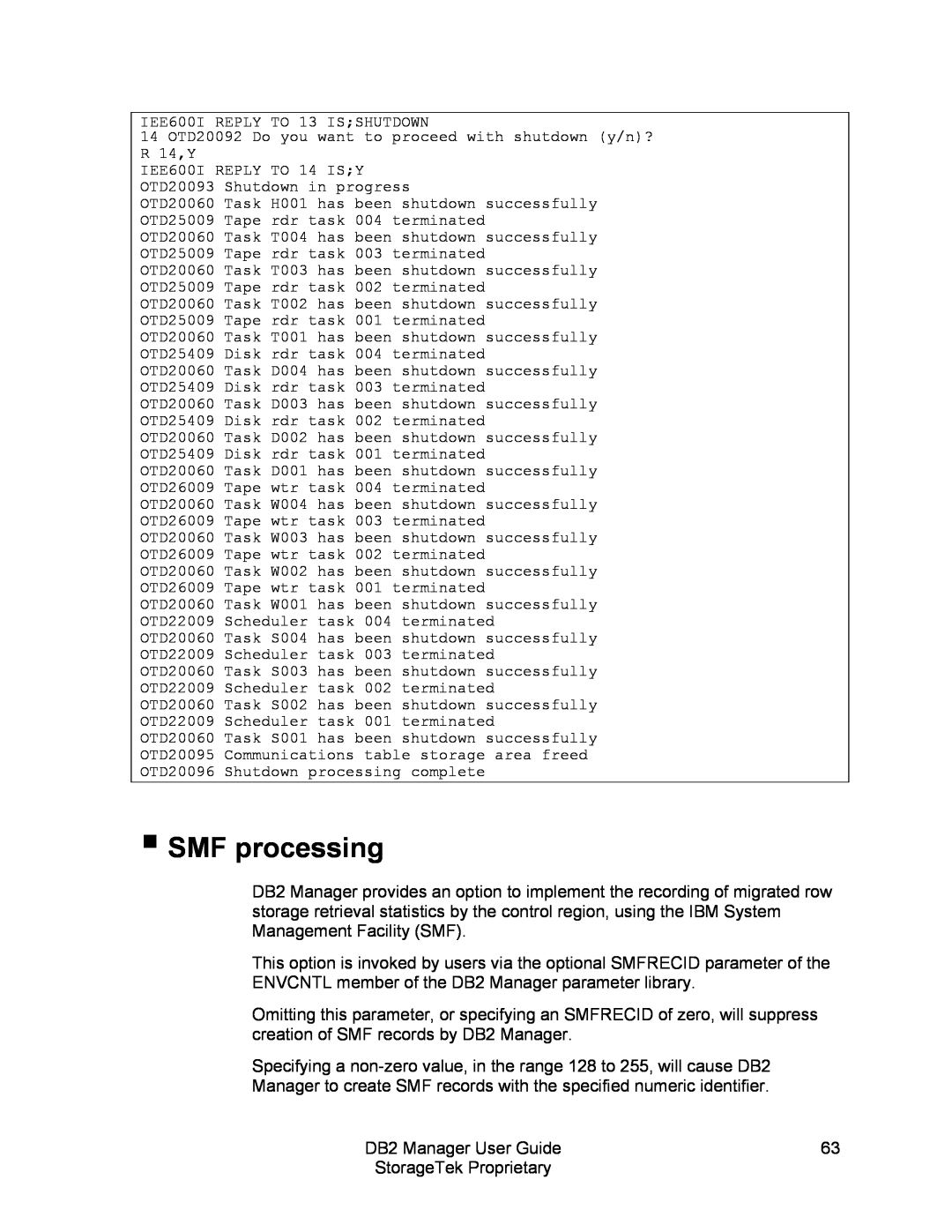 StorageTek 312564001 manual SMF processing 