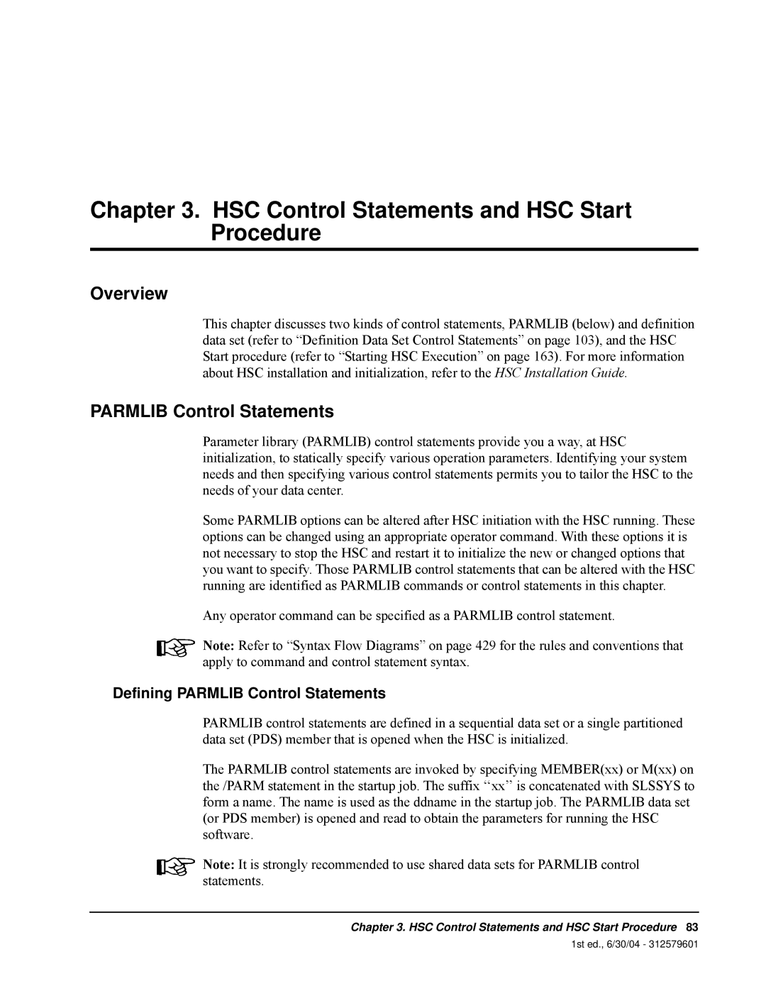 StorageTek 6 manual Overview, Defining PARMLIB Control Statements 