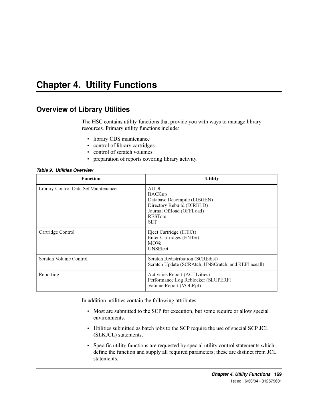StorageTek 6 manual Utility Functions, Overview of Library Utilities 