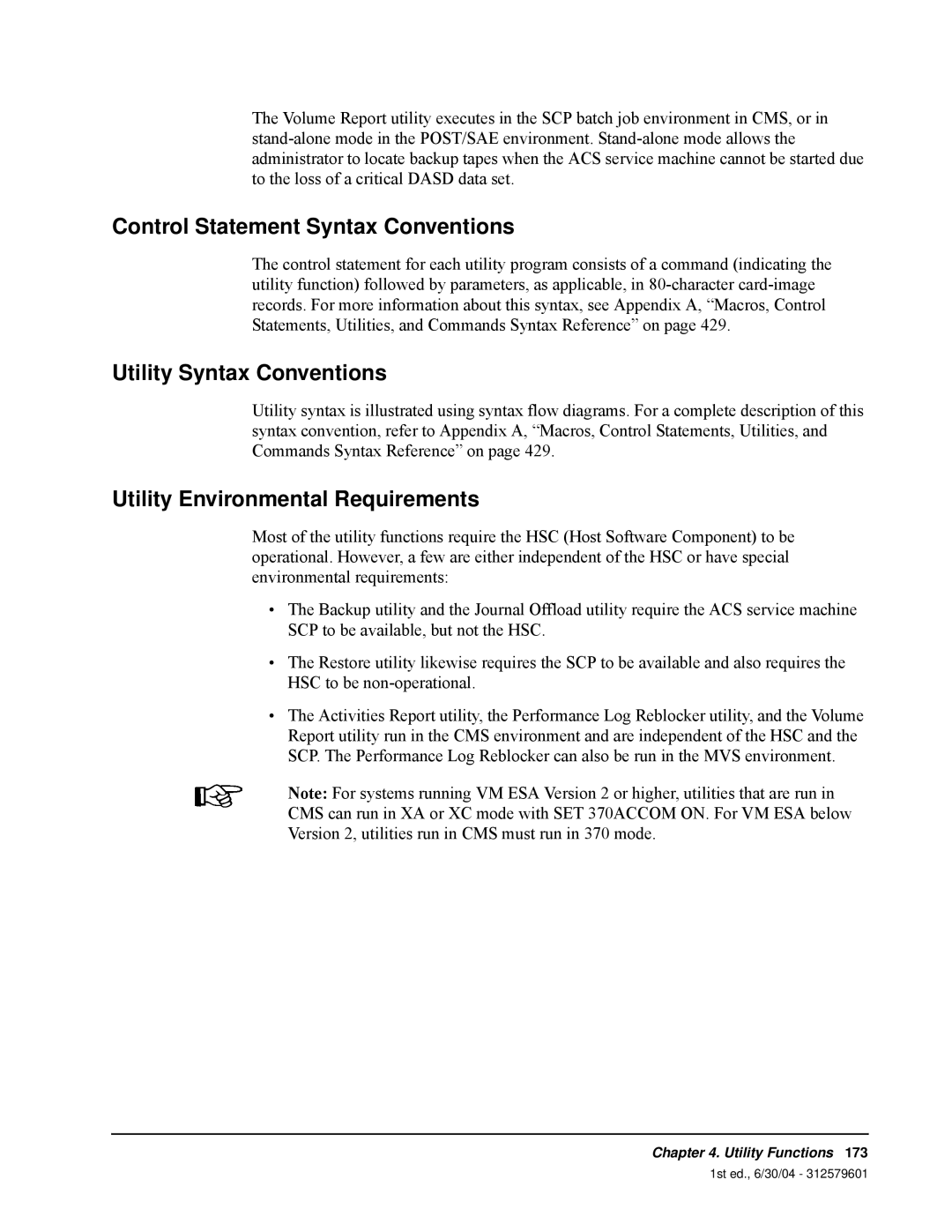 StorageTek 6 manual Control Statement Syntax Conventions, Utility Syntax Conventions, Utility Environmental Requirements 