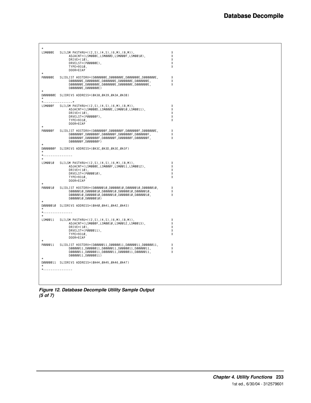 StorageTek manual Database Decompile, Utility Functions, 1st ed., 6/30/04 