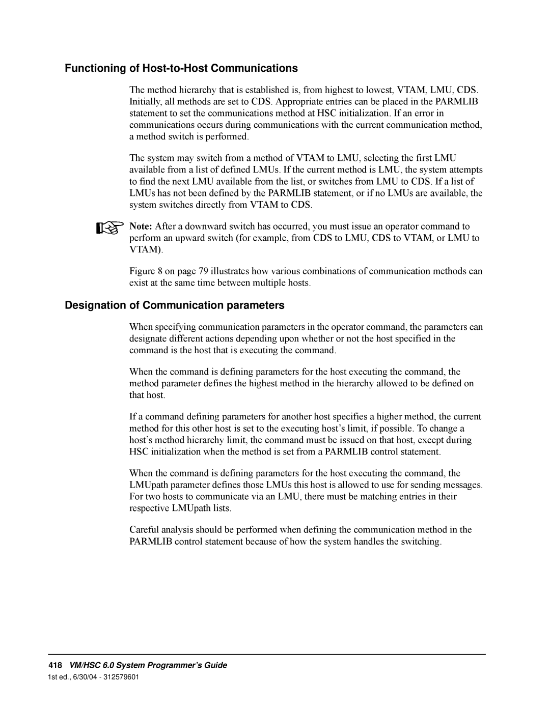 StorageTek 6 manual Functioning of Host-to-HostCommunications, Designation of Communication parameters 