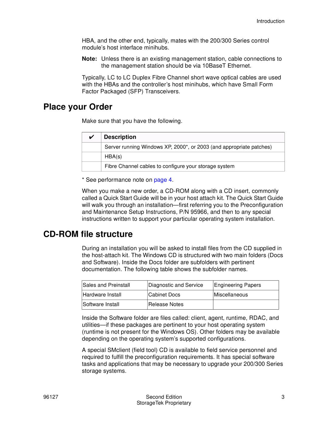 StorageTek 96127 installation instructions Place your Order, CD-ROM file structure 