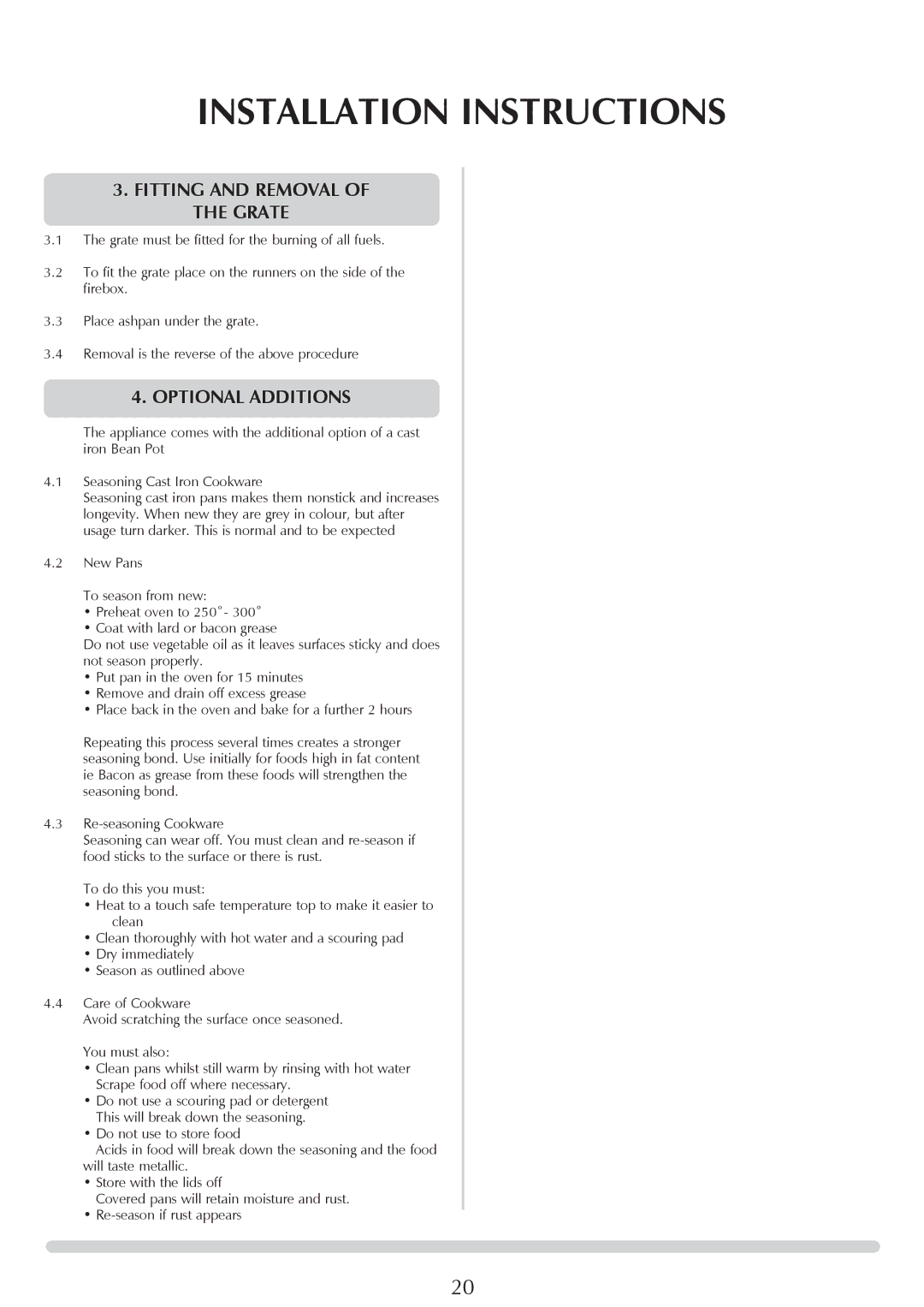 Stovax 1000, 1002, 1001 manual Fitting and Removal of the Grate, Optional Additions 