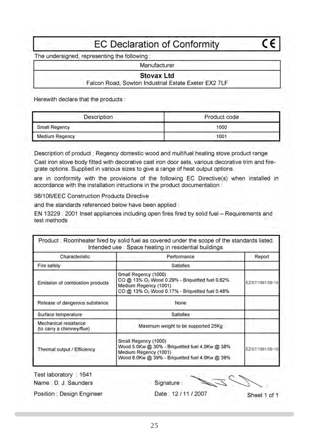 Stovax 1001, 1002, 1000 manual EZ/07/1991/09-10 