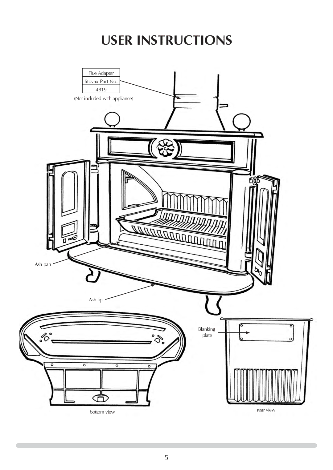 Stovax 1000, 1002, 1001 manual Bottom view 