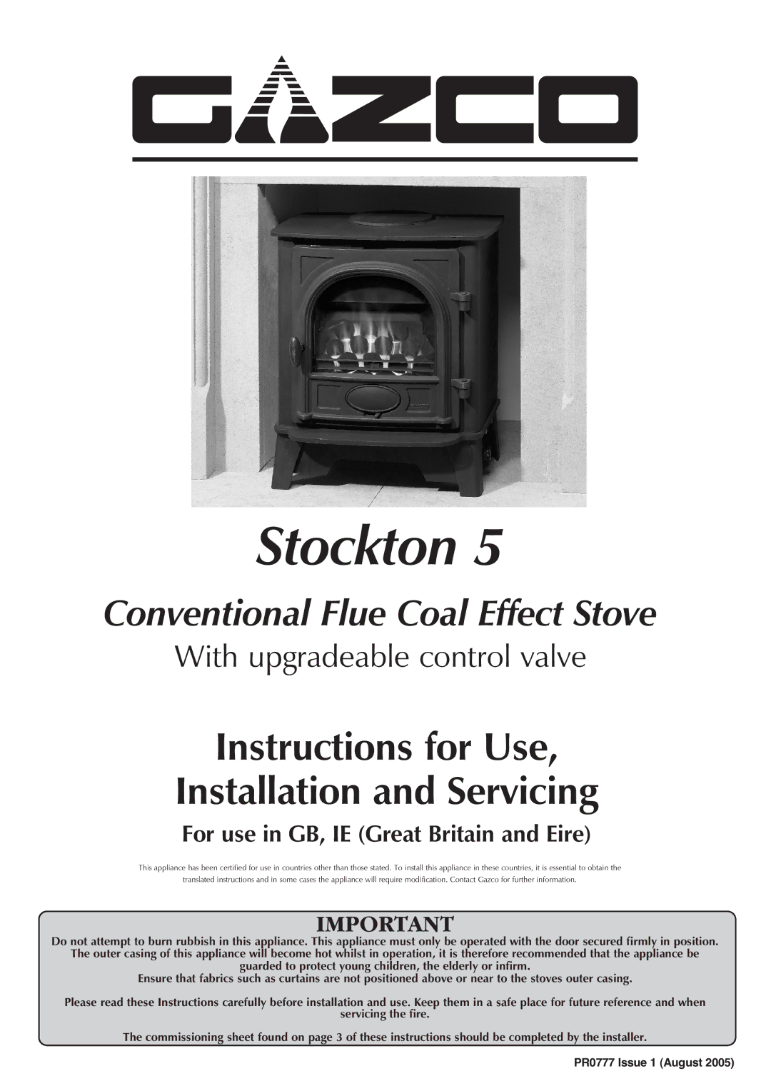 Stovax 5 manual Stockton 