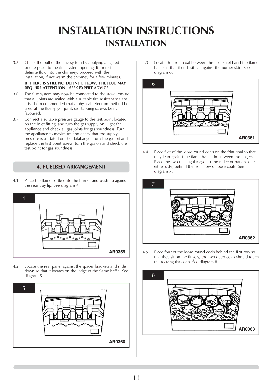 Stovax 5 manual Fuelbed Arrangement, AR0361, AR0360 AR0363 