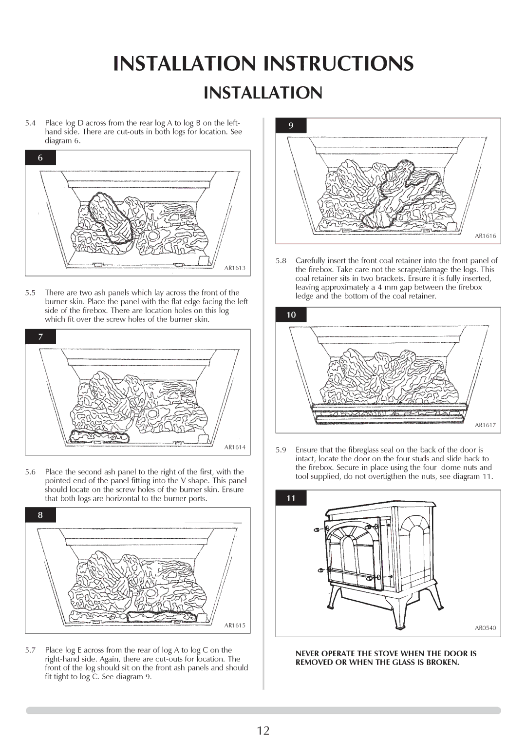 Stovax 705088 manual AR1613 