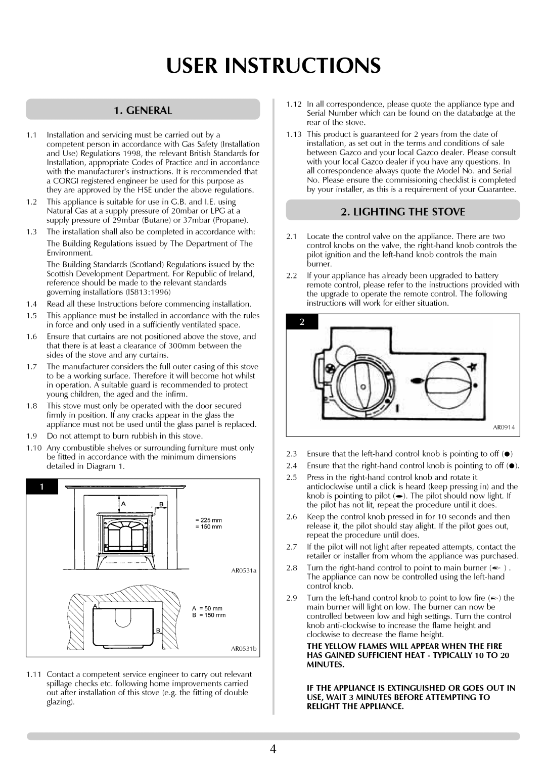 Stovax 705088 manual User Instructions, General, Lighting The Stove 