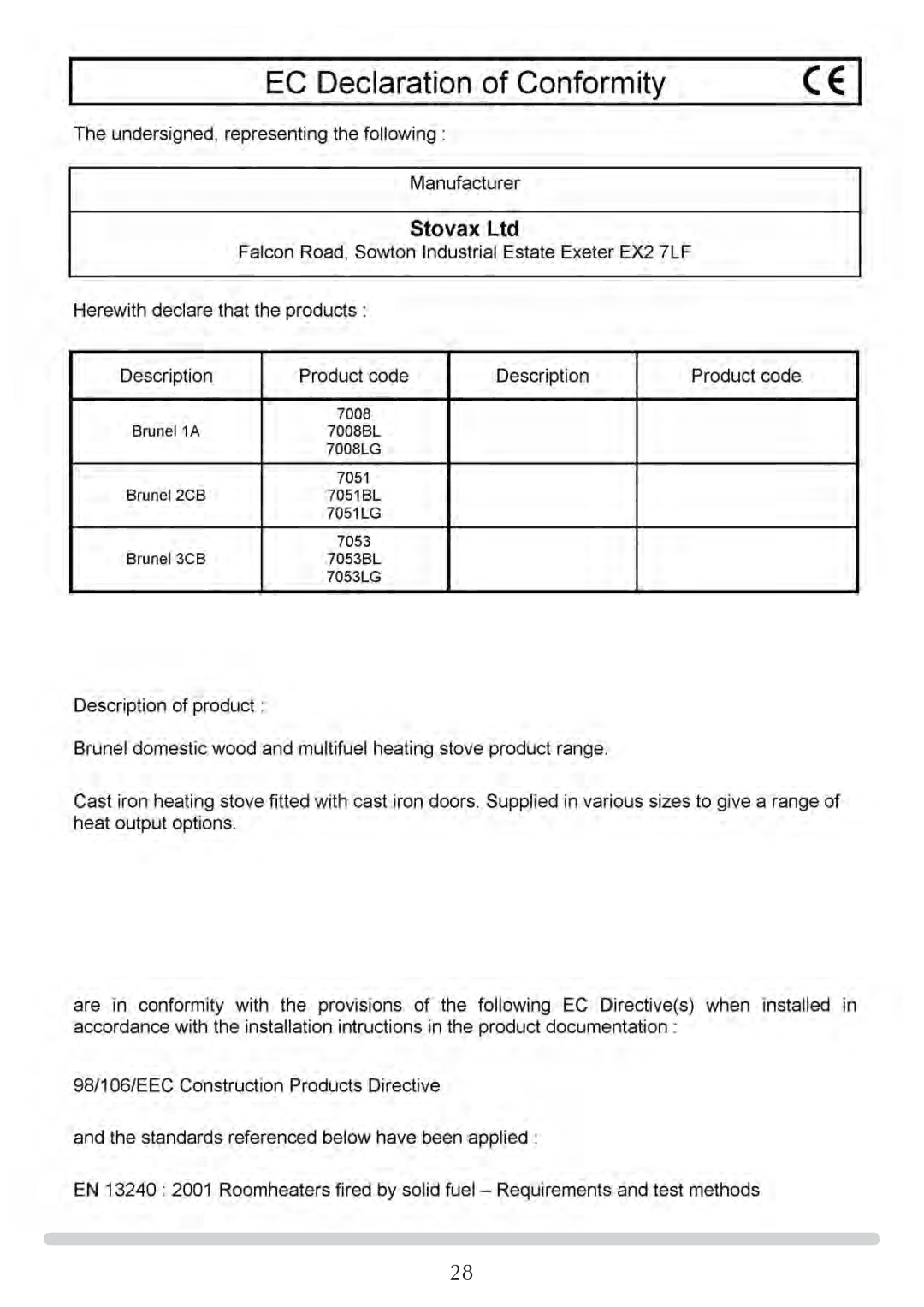 Stovax 7051Bl, 7053lG, 7008lG, 7008Bl, 7053Bl, 7051lG manual 