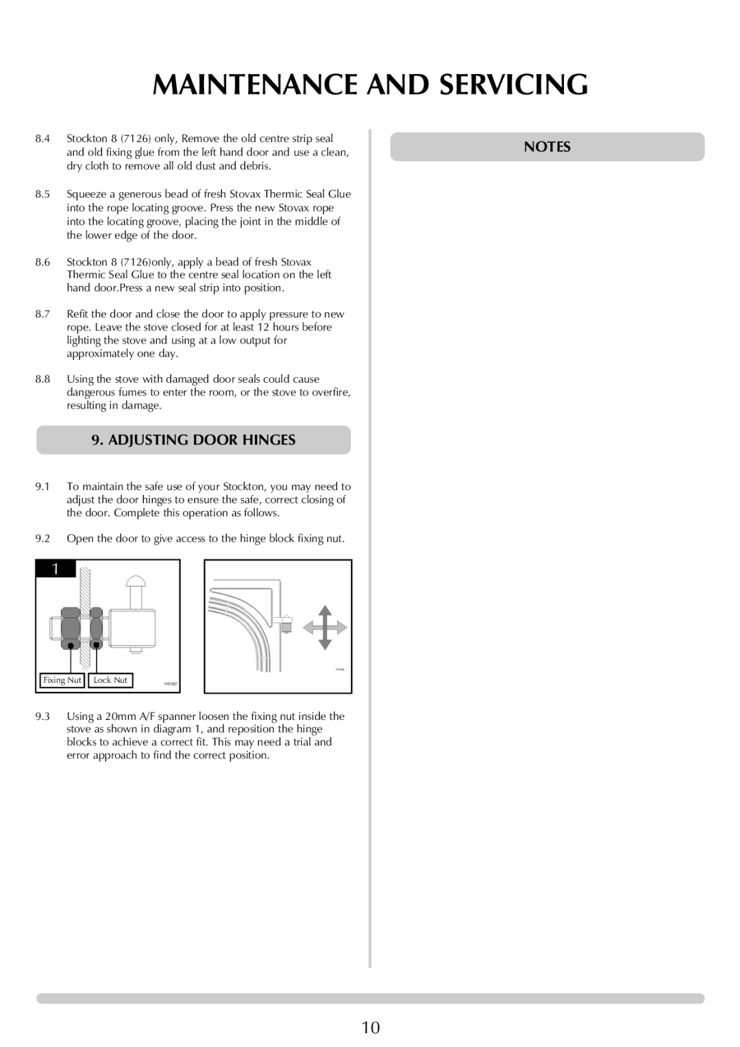 Stovax 7125, 7126 manual Adjusting Door Hinges 