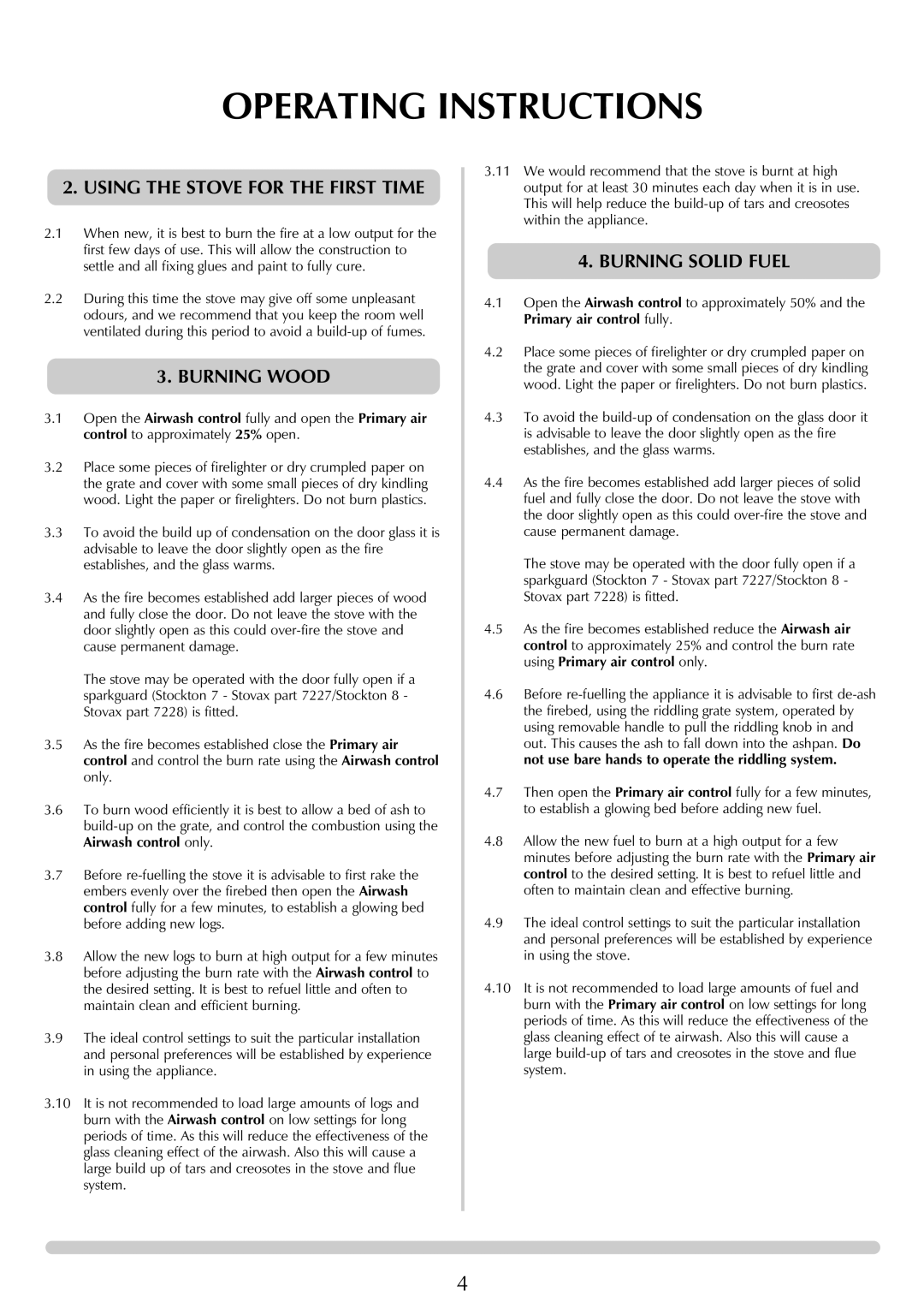 Stovax 7125, 7126 manual Using the Stove for the First Time, Burning Wood, Burning Solid Fuel 