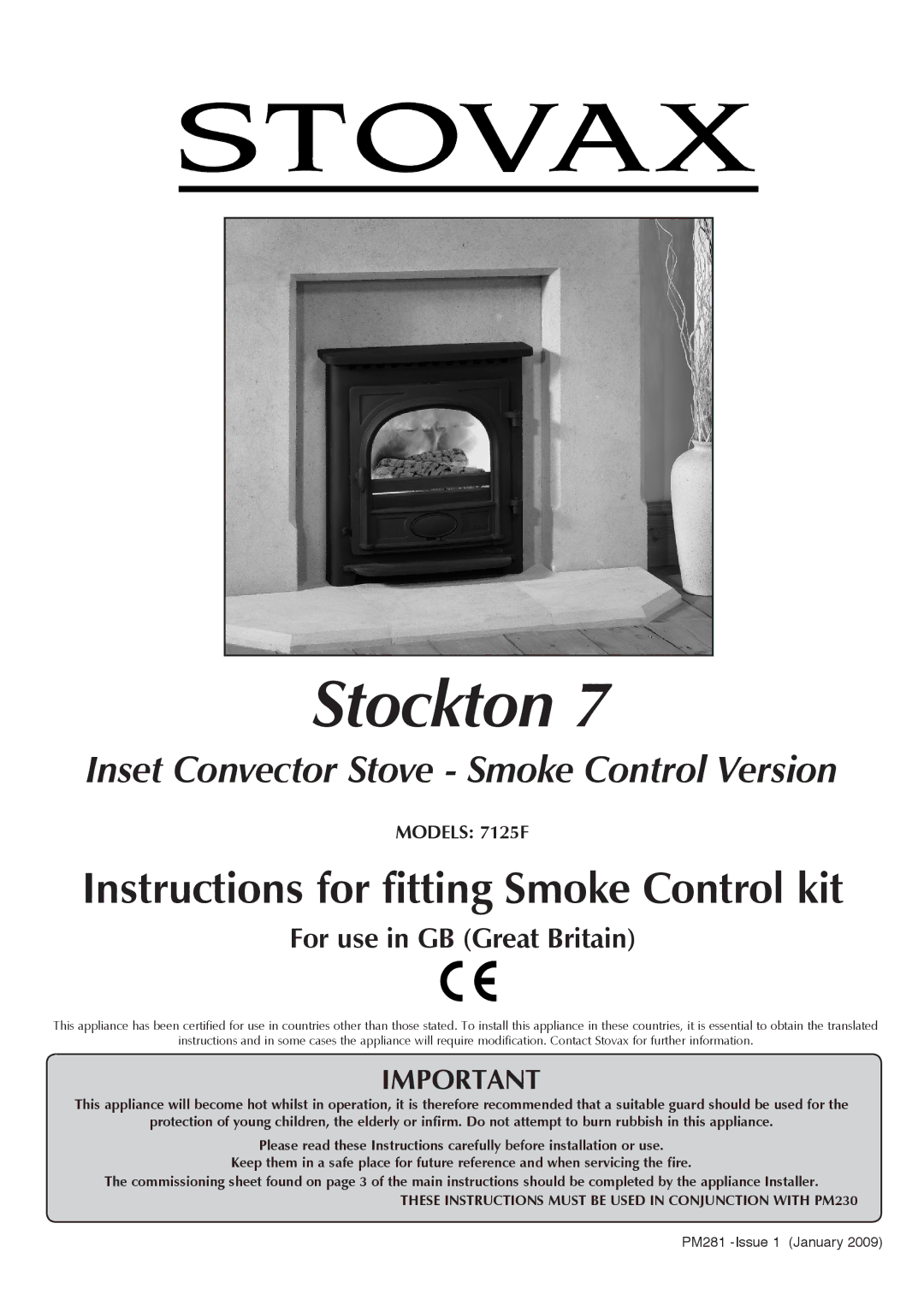 Stovax manual Stockton, Models 7125F 