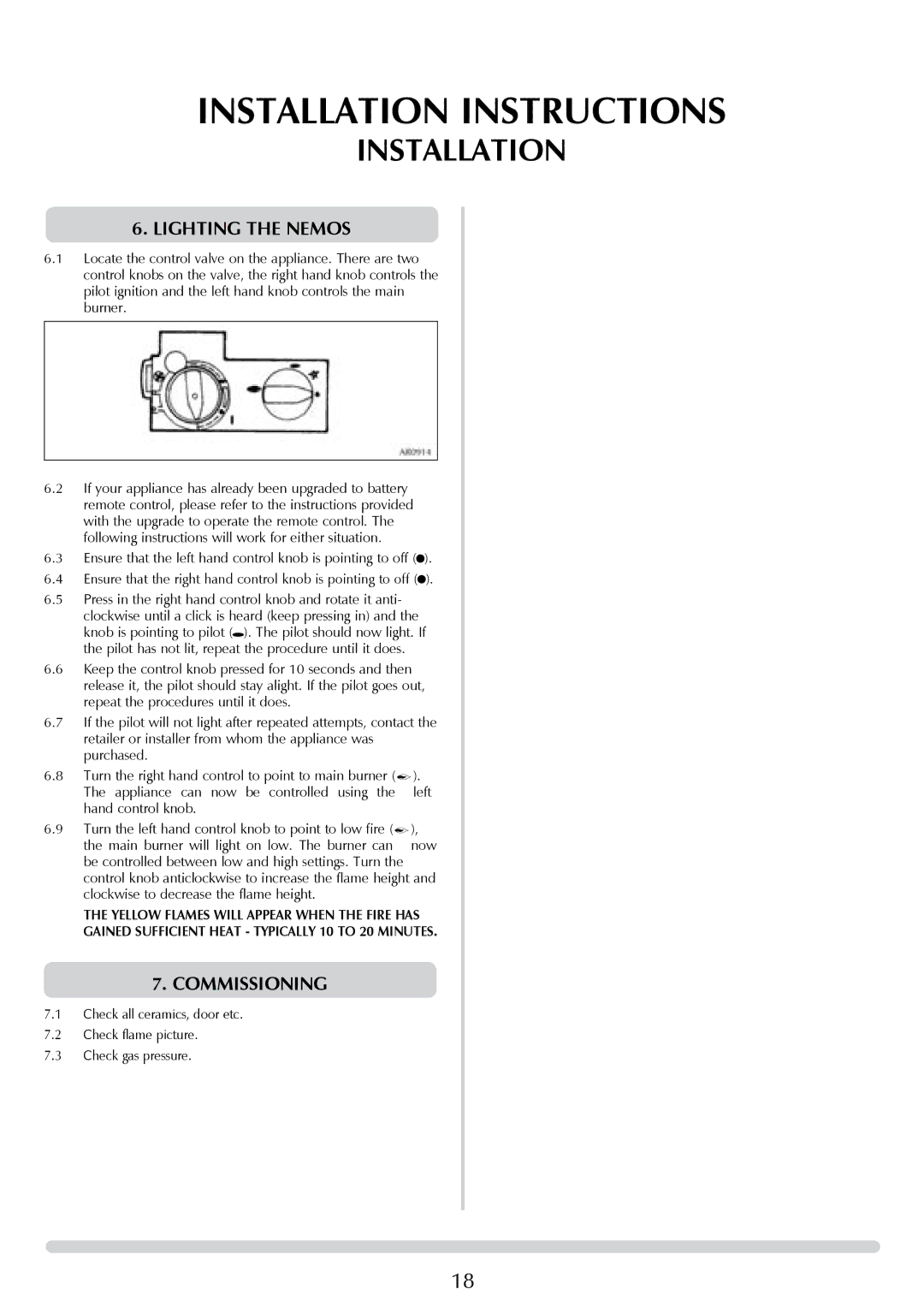 Stovax P8627 MA, P8627 BS manual Lighting the Nemos, Commissioning 