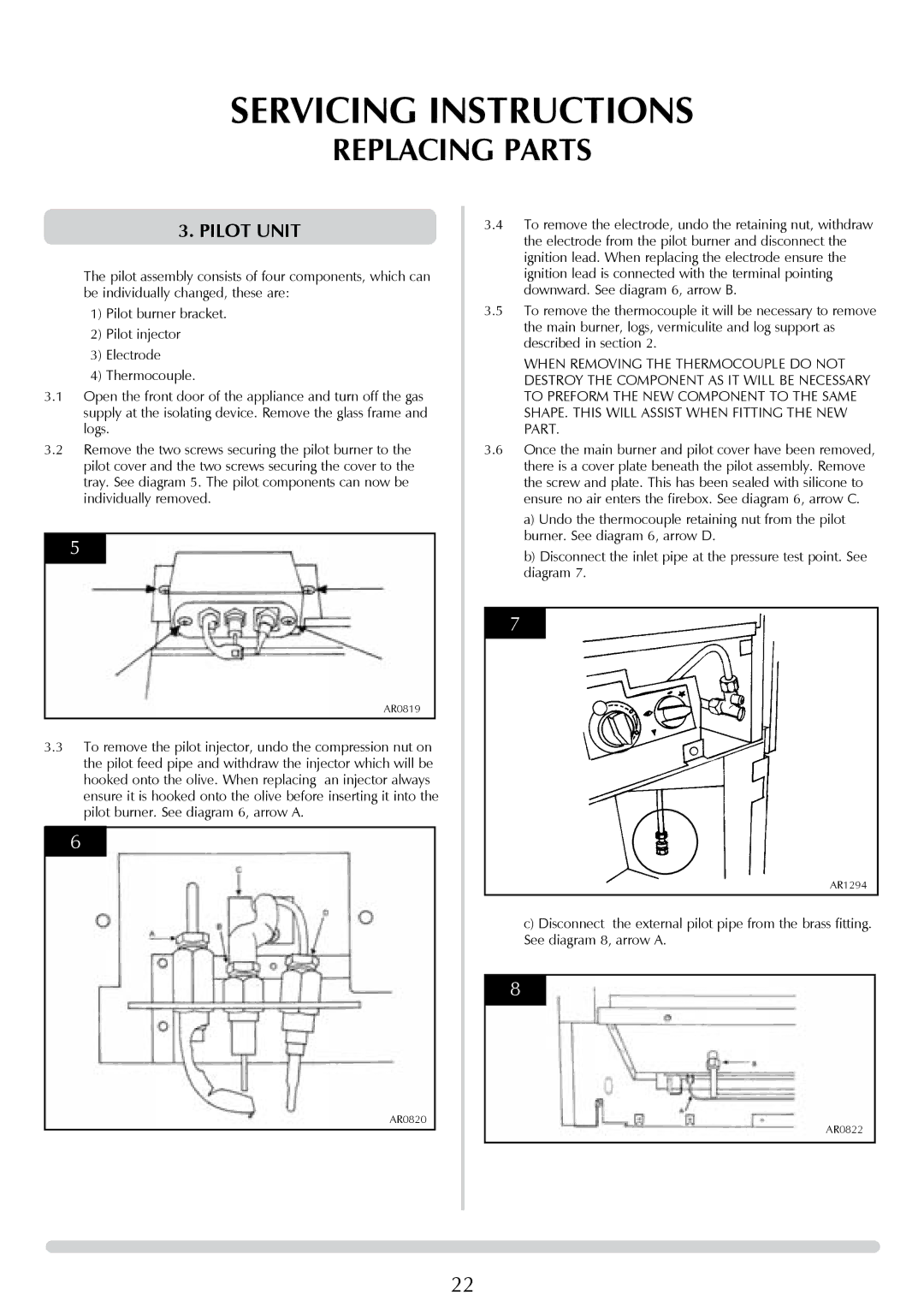 Stovax P8627 MA, P8627 BS manual Pilot Unit 