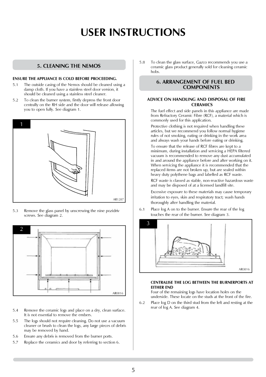 Stovax P8627 BS, P8627 MA manual Cleaning the Nemos, Arrangement of Fuel BED Components 