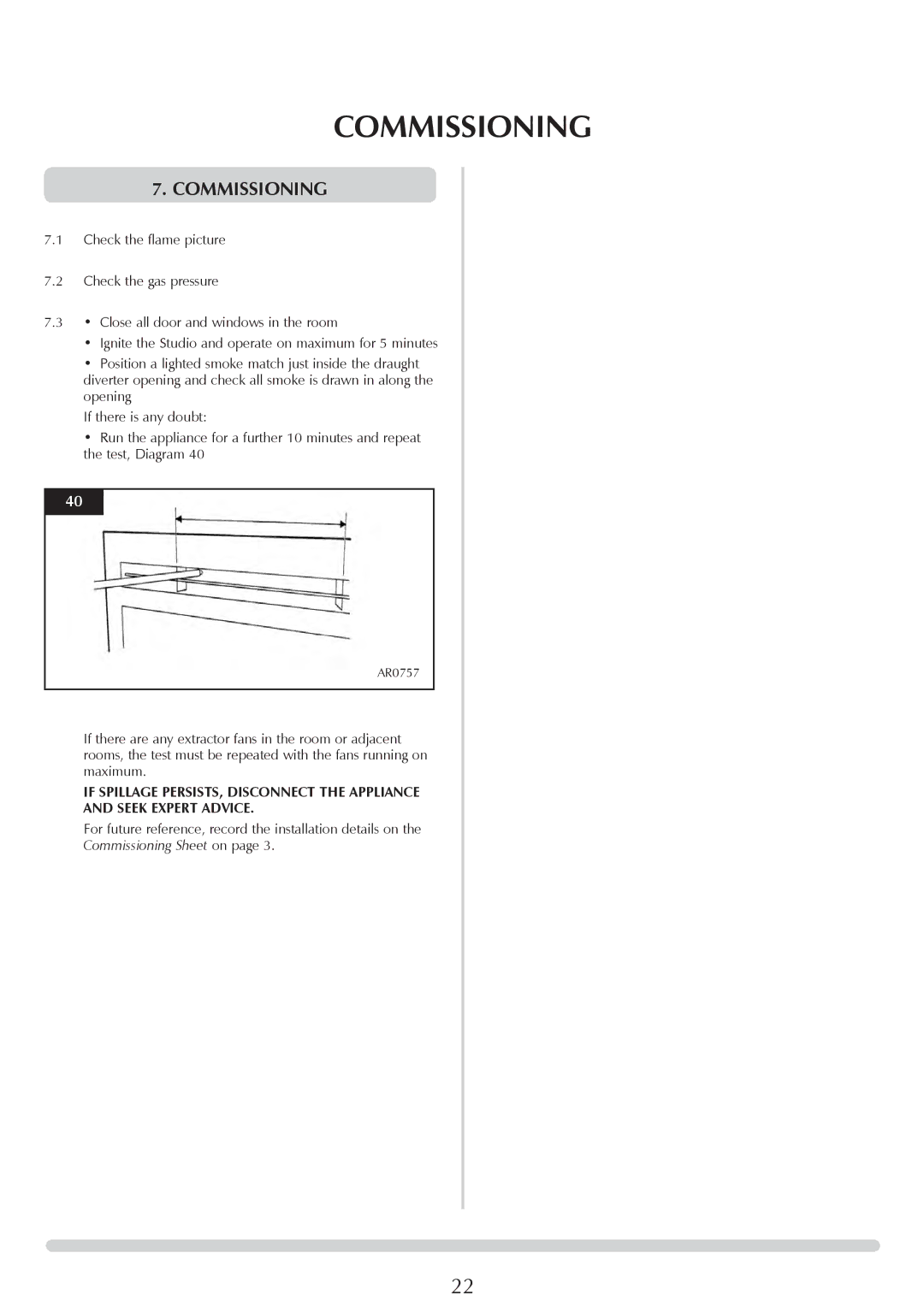 Stovax P8700CFCHEC, P8701CFCHEC manual Commissioning, For future reference, record the installation details on 