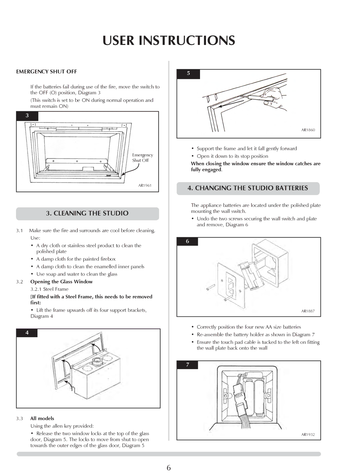 Stovax P8700CFCHEC, P8701CFCHEC manual Cleaning the Studio, Changing the Studio Batteries, Emergency Shut OFF, All models 