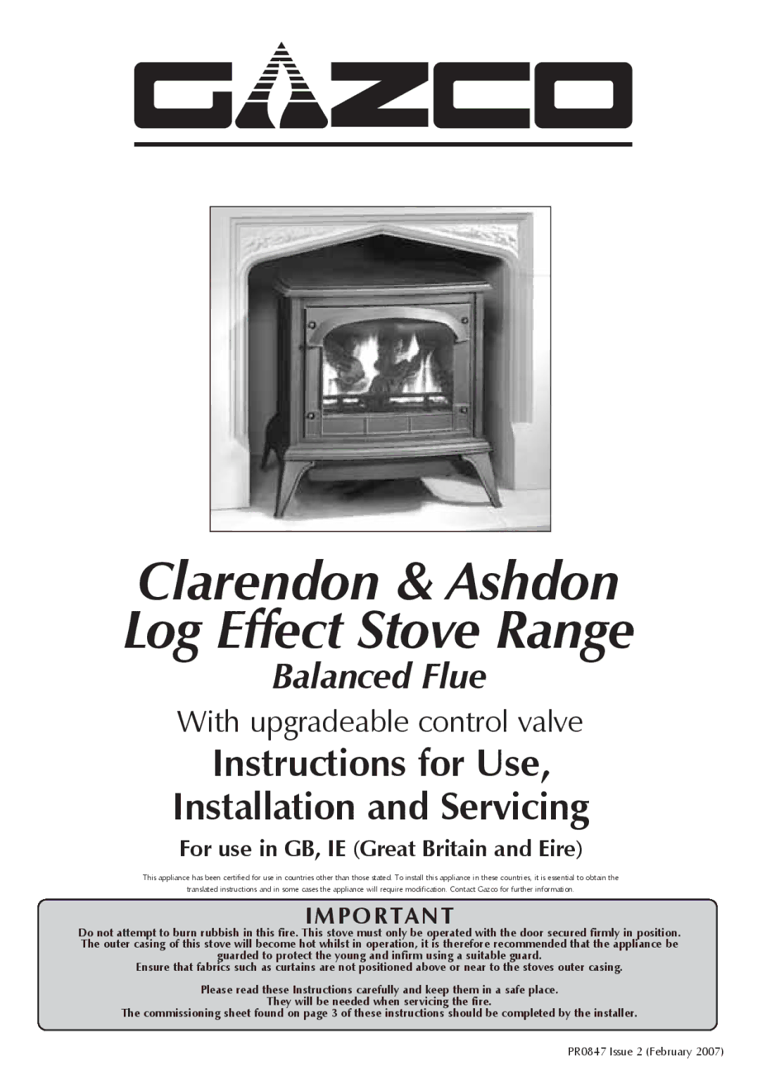 Stovax 8545LUC, P8545LUC, ASHDON 8546LUC-P8546LUC, 8547LUC-P8547LUC manual Clarendon & Ashdon Log Effect Stove Range 