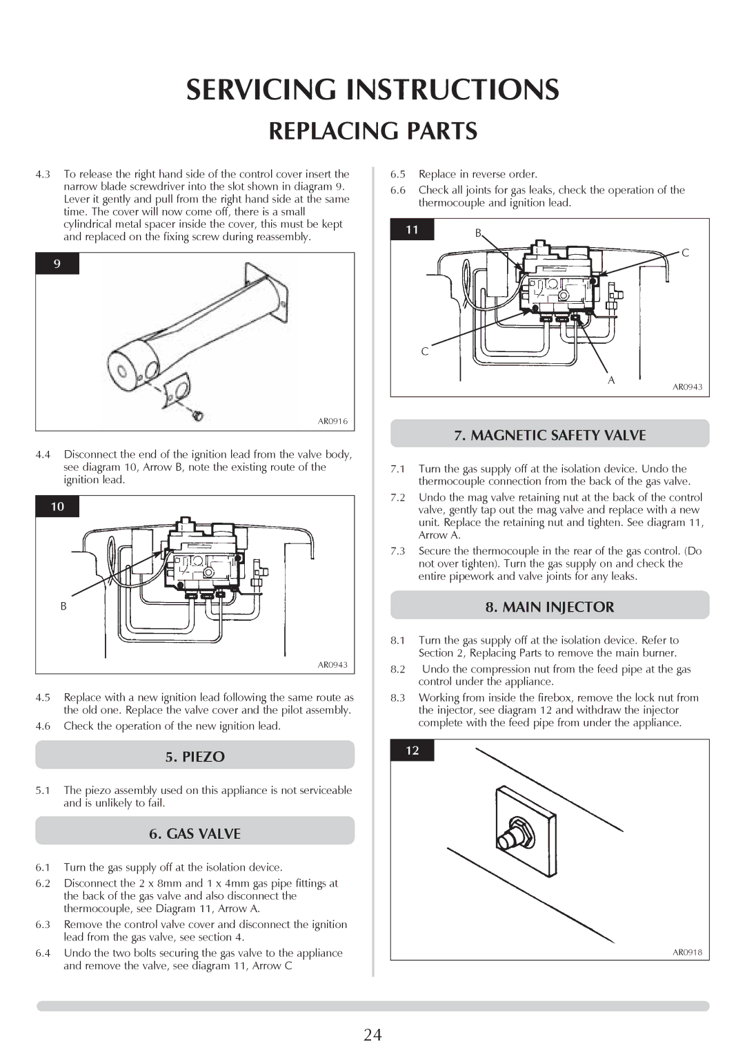 Stovax ASHDON 8546LUC-P8546LUC, 8545LUC, P8545LUC, 8547LUC-P8547LUC Piezo, GAS Valve, Magnetic Safety Valve, Main Injector 