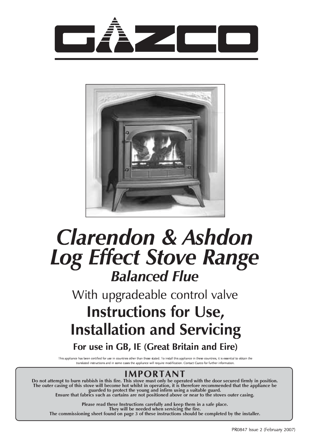 Stovax 8545LUC, P8545LUC manual Clarendon & Ashdon Log Effect Stove Range, Instructions for Use Installation and Servicing 