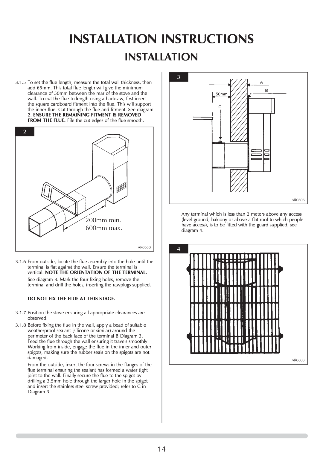 Stovax 8547LUC-P8547LUC, ASHDON 8546LUC-P8546LUC manual Installation Instructions, Do Not Fix The Flue At This Stage 