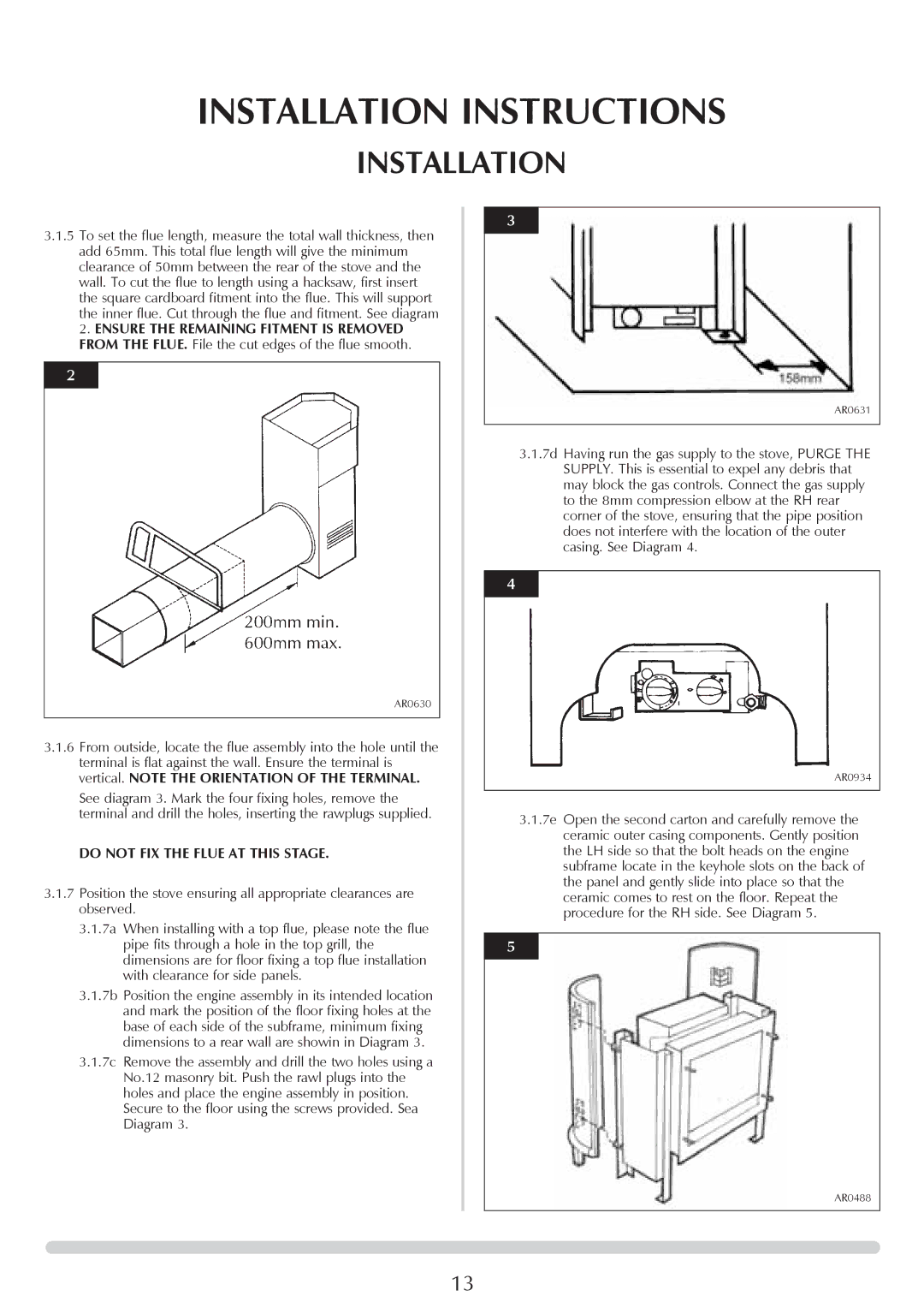 Stovax Ceramica Manhattan Wood Stove manual Do not FIX the Flue AT this Stage 