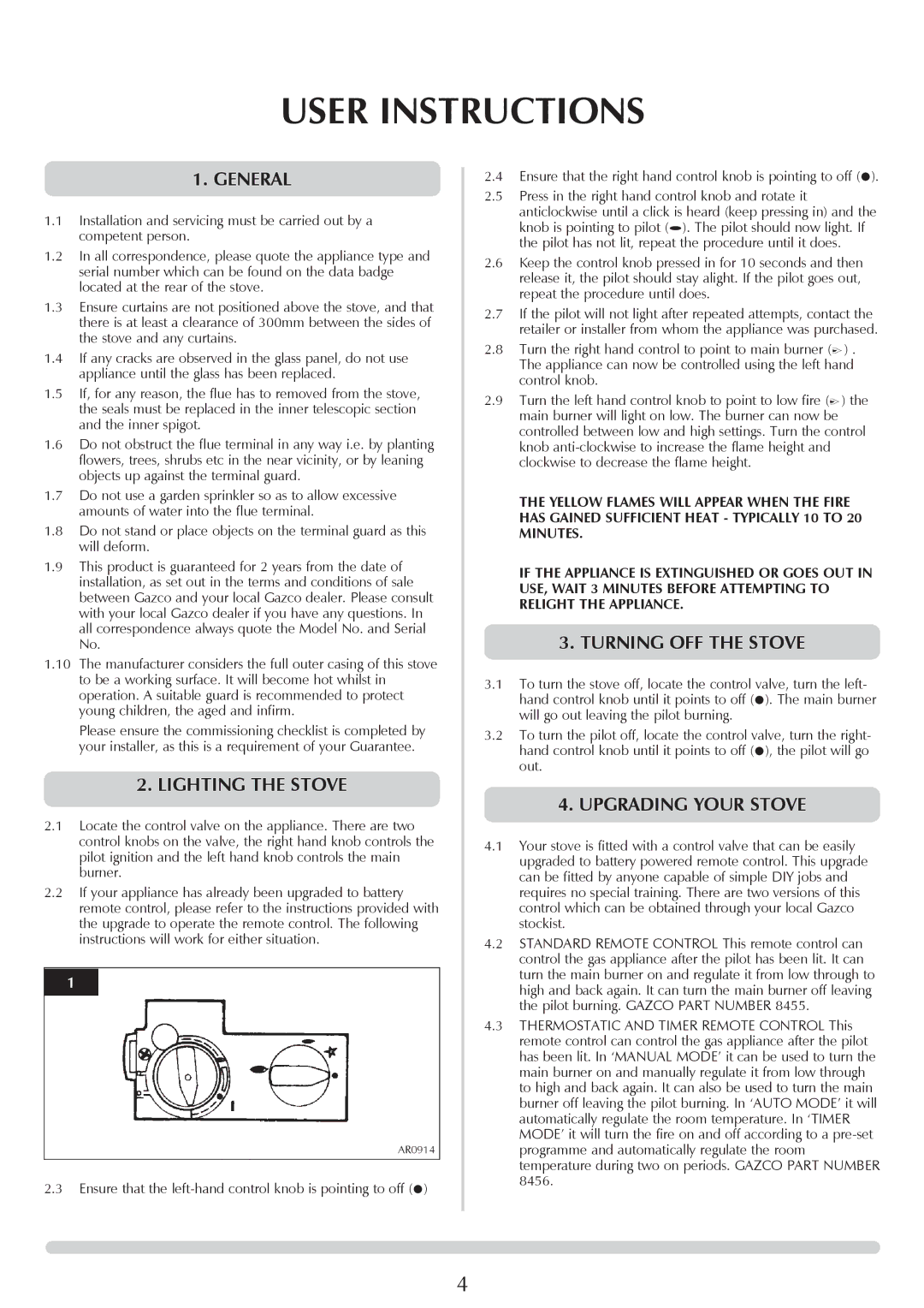 Stovax Ceramica Manhattan Wood Stove manual User Instructions, General, Lighting the Stove, Turning OFF the Stove 