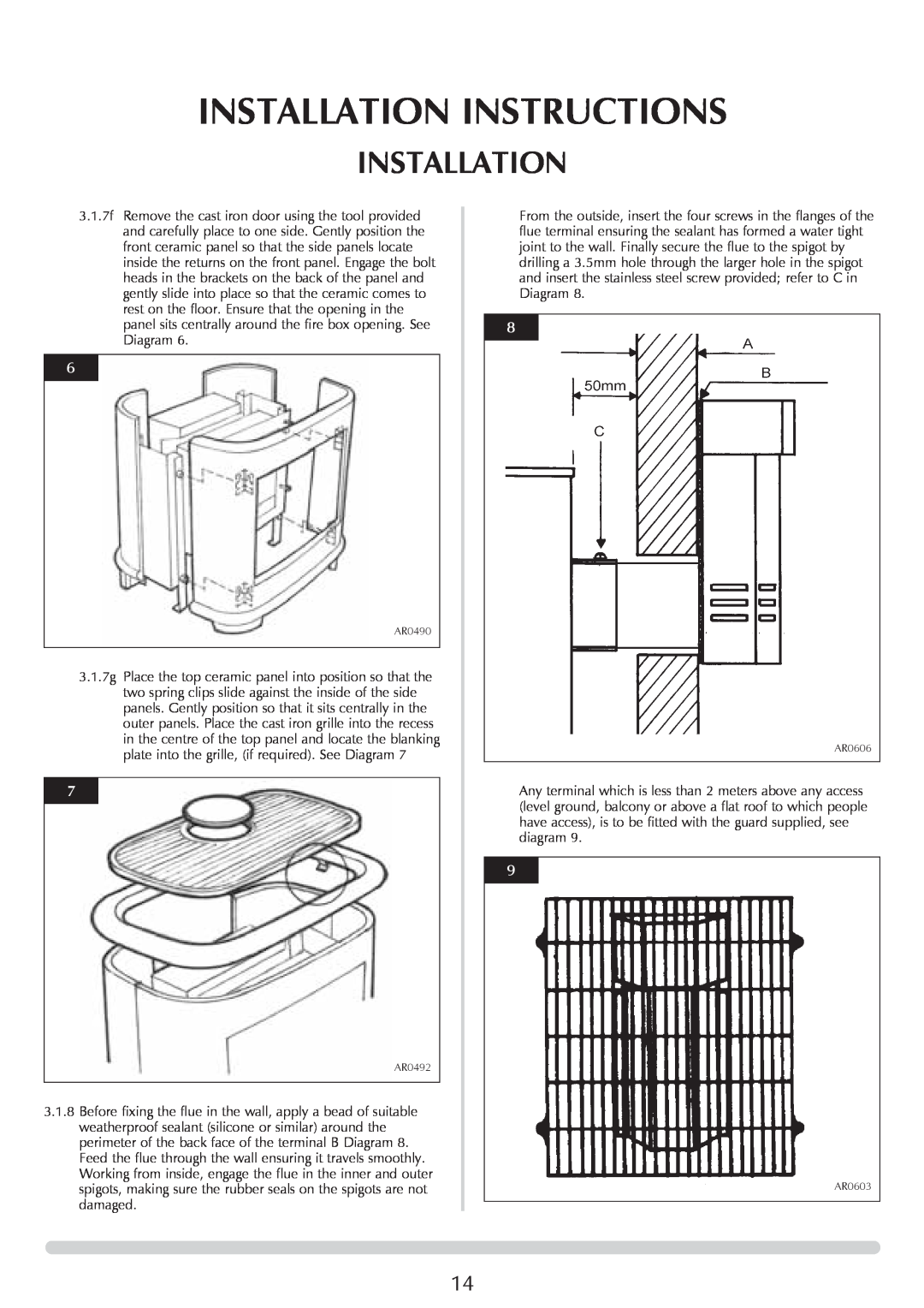 Stovax Ceramica Manhattan Wood Stove manual Installation Instructions, AR0490, AR0492, AR0606, AR0603 