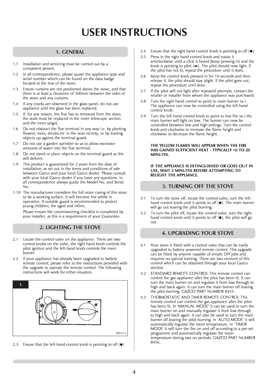 Stovax Ceramica Manhattan Wood Stove manual User Instructions, General, Lighting The Stove, Turning Off The Stove 