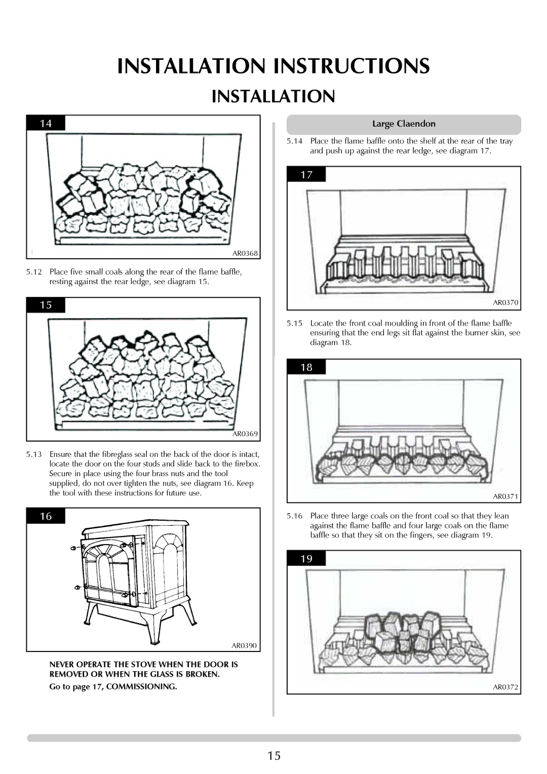 Stovax 8542-P8542, CLARENDON 8541-P8541, ASHDON 8513-P8513, 8522-P852, 8517-P8517, 8543-P8543, 8519-P8519 manual Large Claendon 