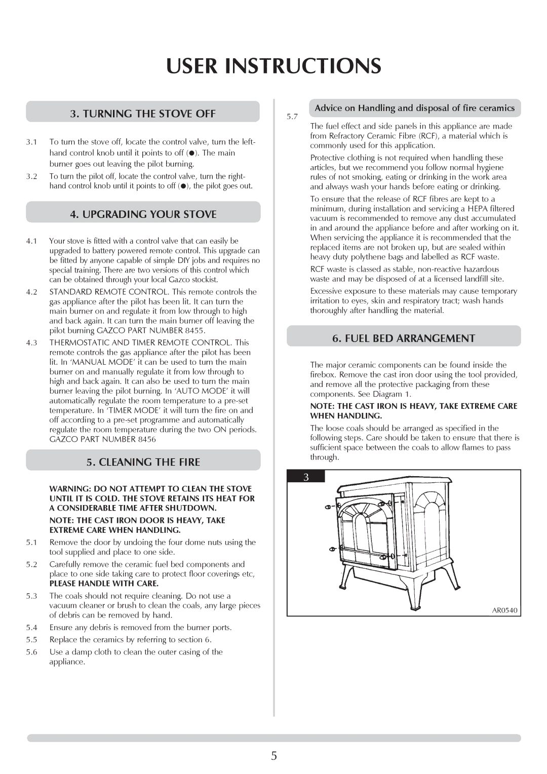 Stovax 8519-P8519, ASHDON 8513-P8513 Turning the Stove OFF, Upgrading Your Stove, Cleaning the Fire, Fuel BED Arrangement 