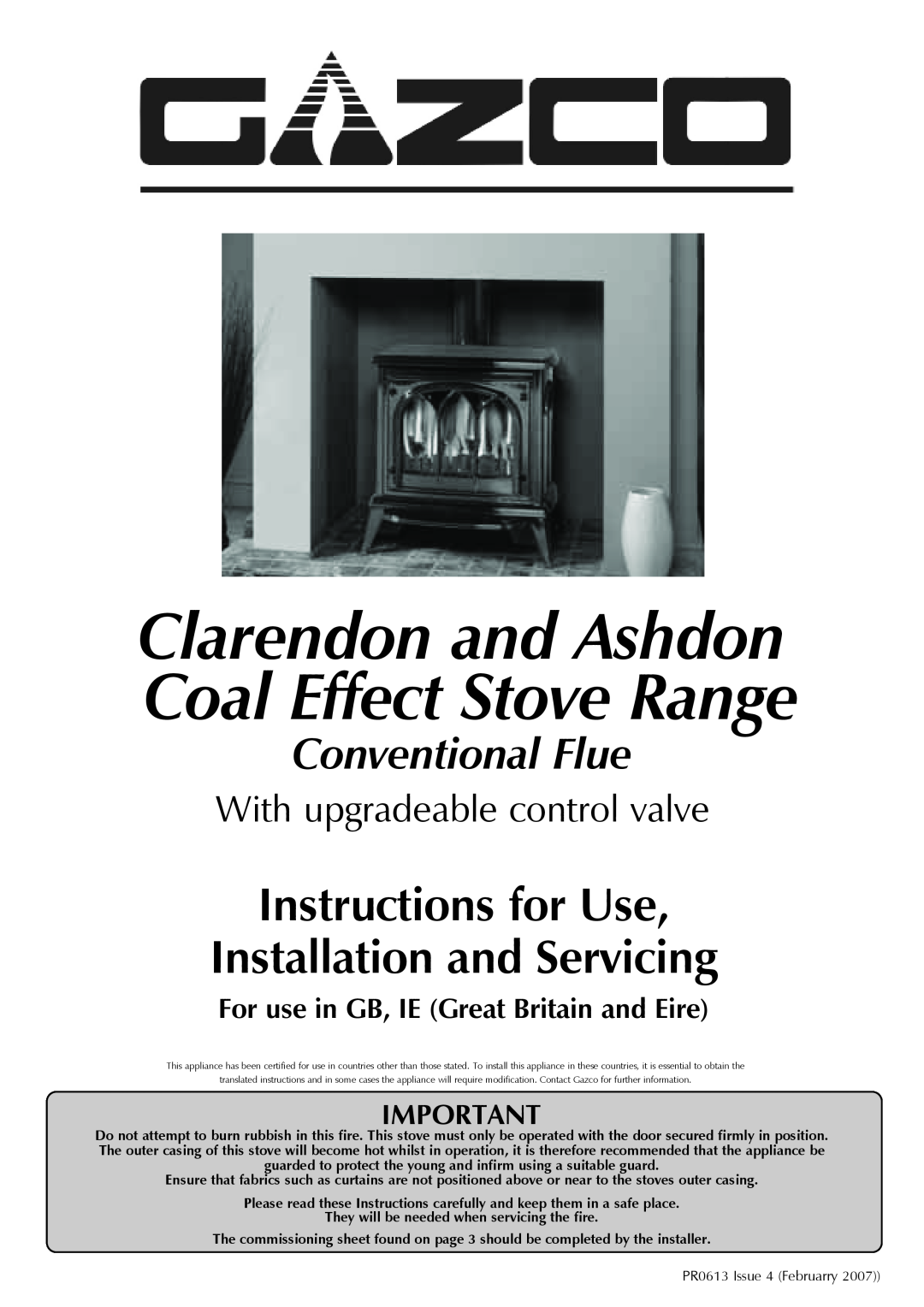 Stovax ASHDON 8513-P8513, CLARENDON 8541-P8541 manual Clarendon and Ashdon Coal Effect Stove Range, Conventional Flue 