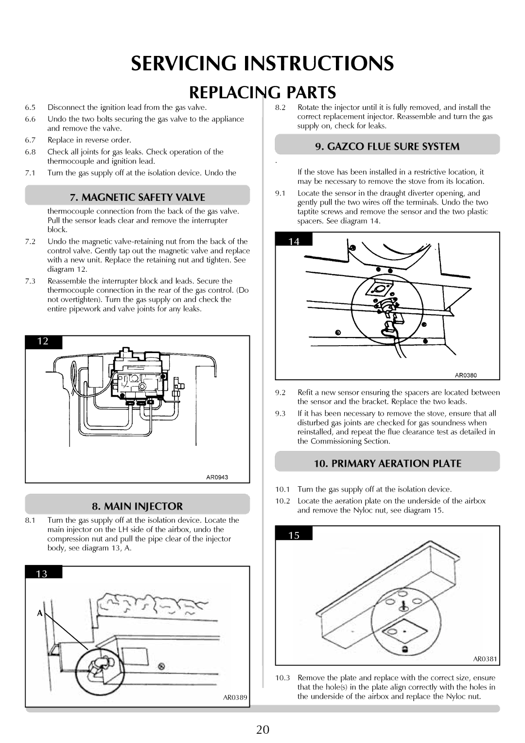 Stovax Coal Effect Stove Range Conventional Flue manual Magnetic Safety Valve, Primary Aeration Plate, Main Injector 