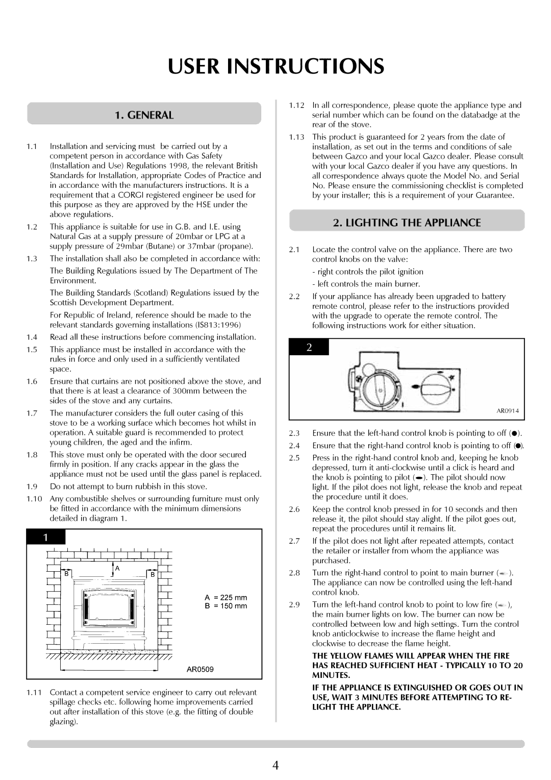 Stovax Coal Effect Stove Range Conventional Flue manual User Instructions, General, Lighting the Appliance 