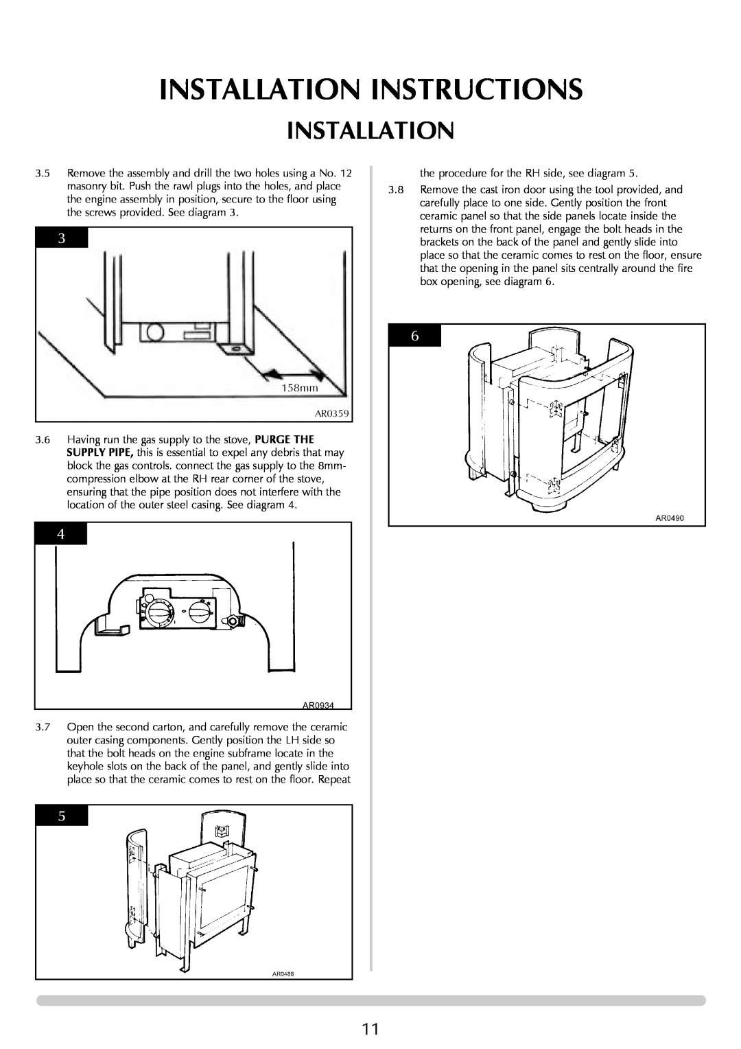 Stovax Coal Effect Stove Range Conventional Flue manual Installation Instructions, 158mm 