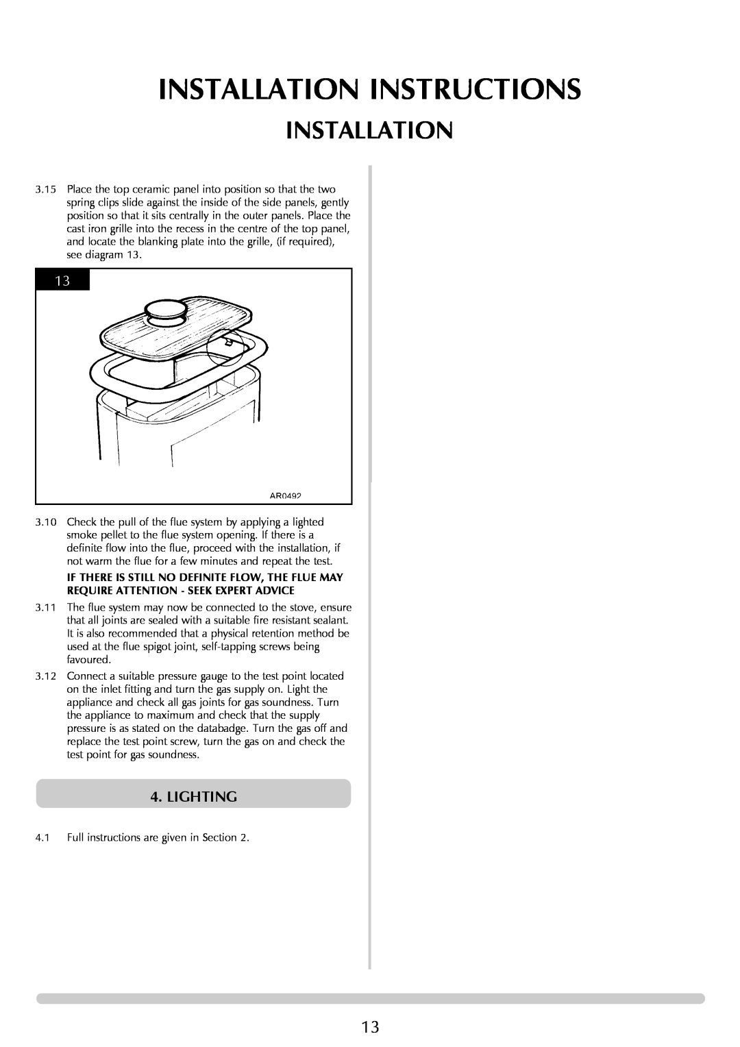 Stovax Coal Effect Stove Range Conventional Flue manual Installation Instructions, Lighting 