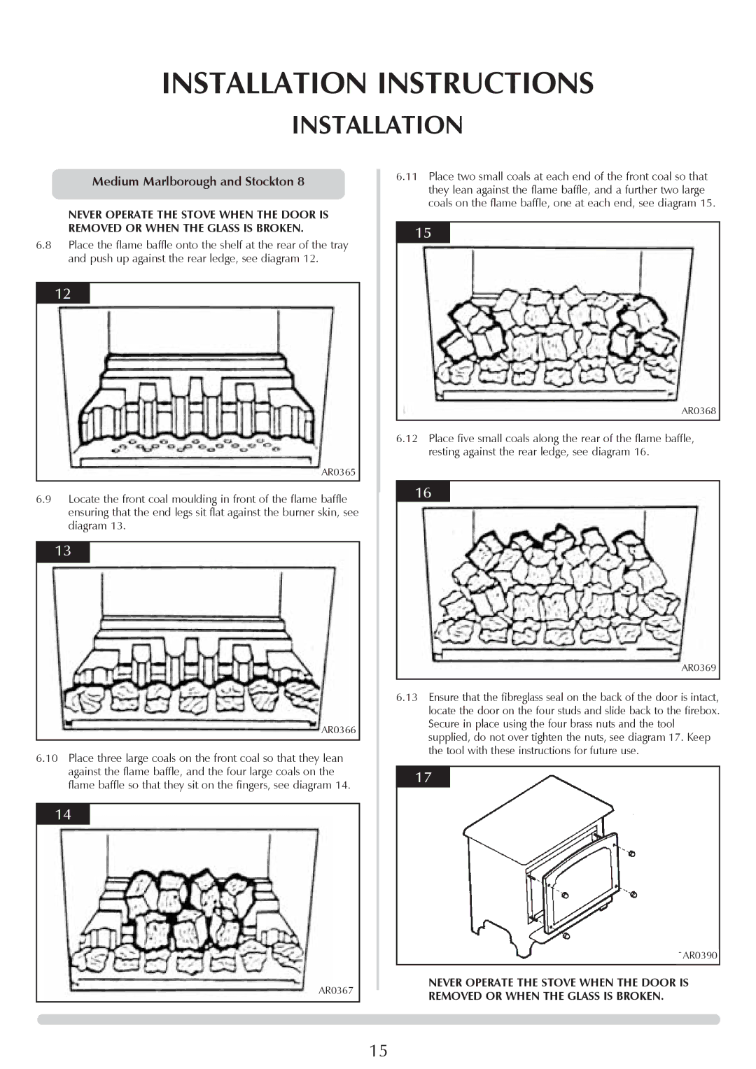 Stovax Coal Effect Stove Range manual Medium Marlborough and Stockton 