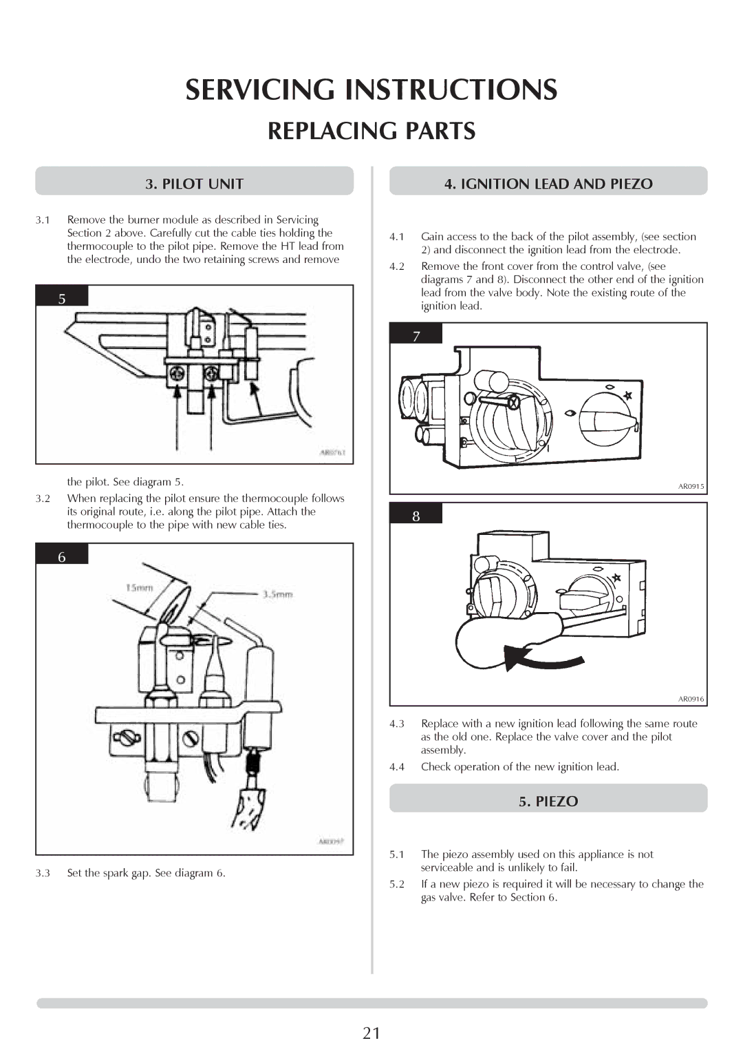 Stovax Coal Effect Stove Range manual Pilot Unit, Ignition Lead and Piezo 