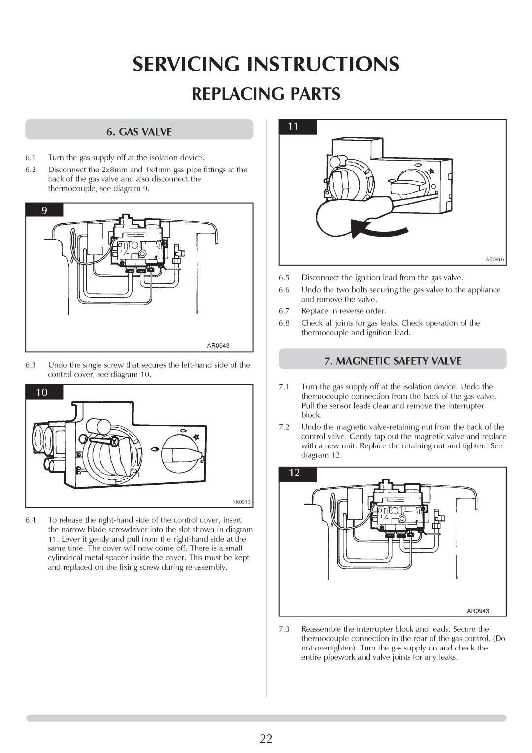 Stovax Coal Effect Stove Range manual GAS Valve, Magnetic Safety Valve 