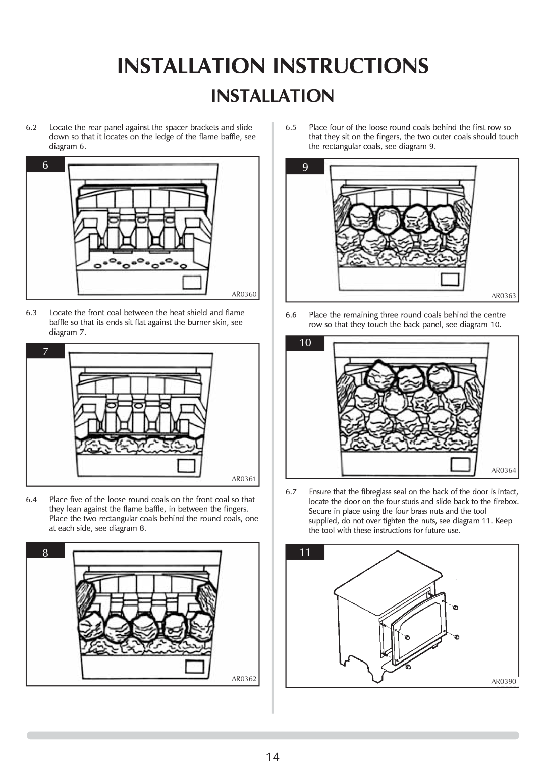 Stovax Coal Effect Stove Range manual Installation Instructions, AR0360 