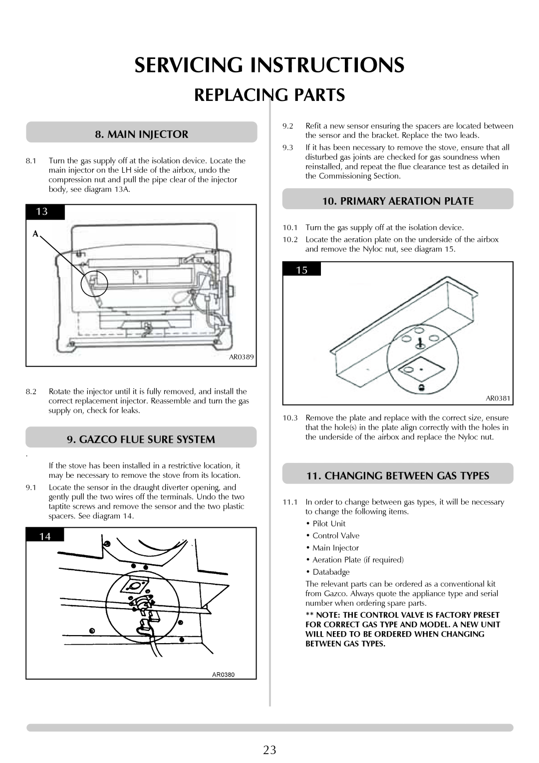 Stovax Coal Effect Stove Range manual Servicing Instructions, Replacing Parts 