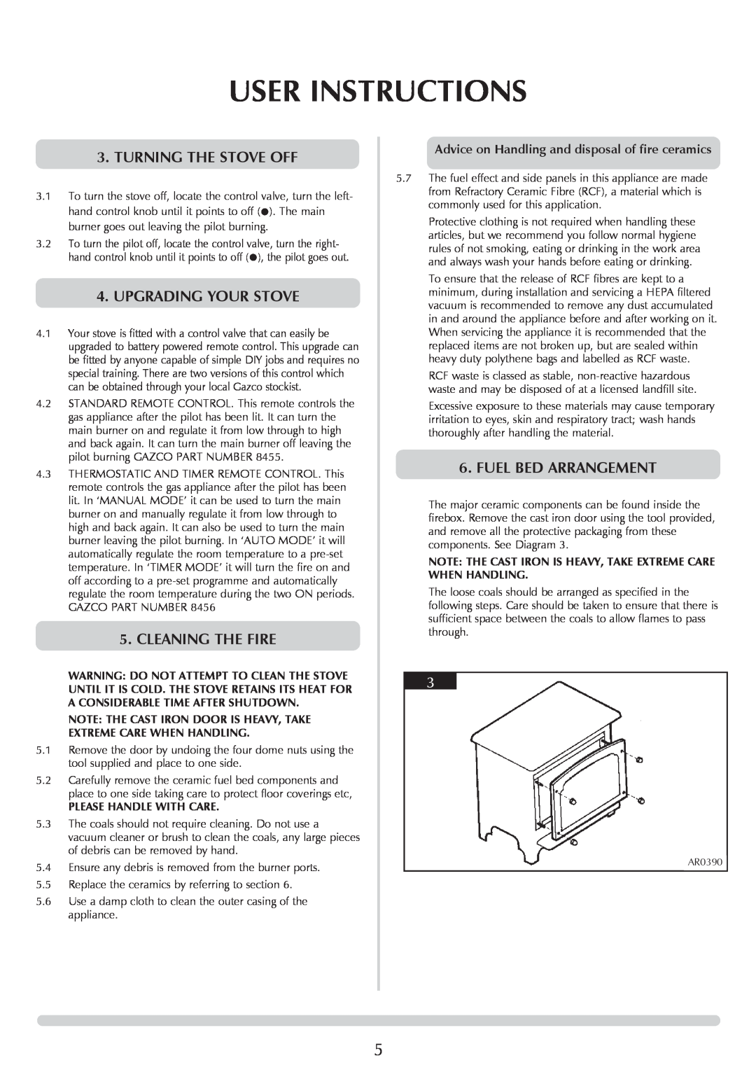 Stovax Coal Effect Stove Range manual User Instructions, Turning The Stove Off, Upgrading Your Stove, Cleaning The Fire 