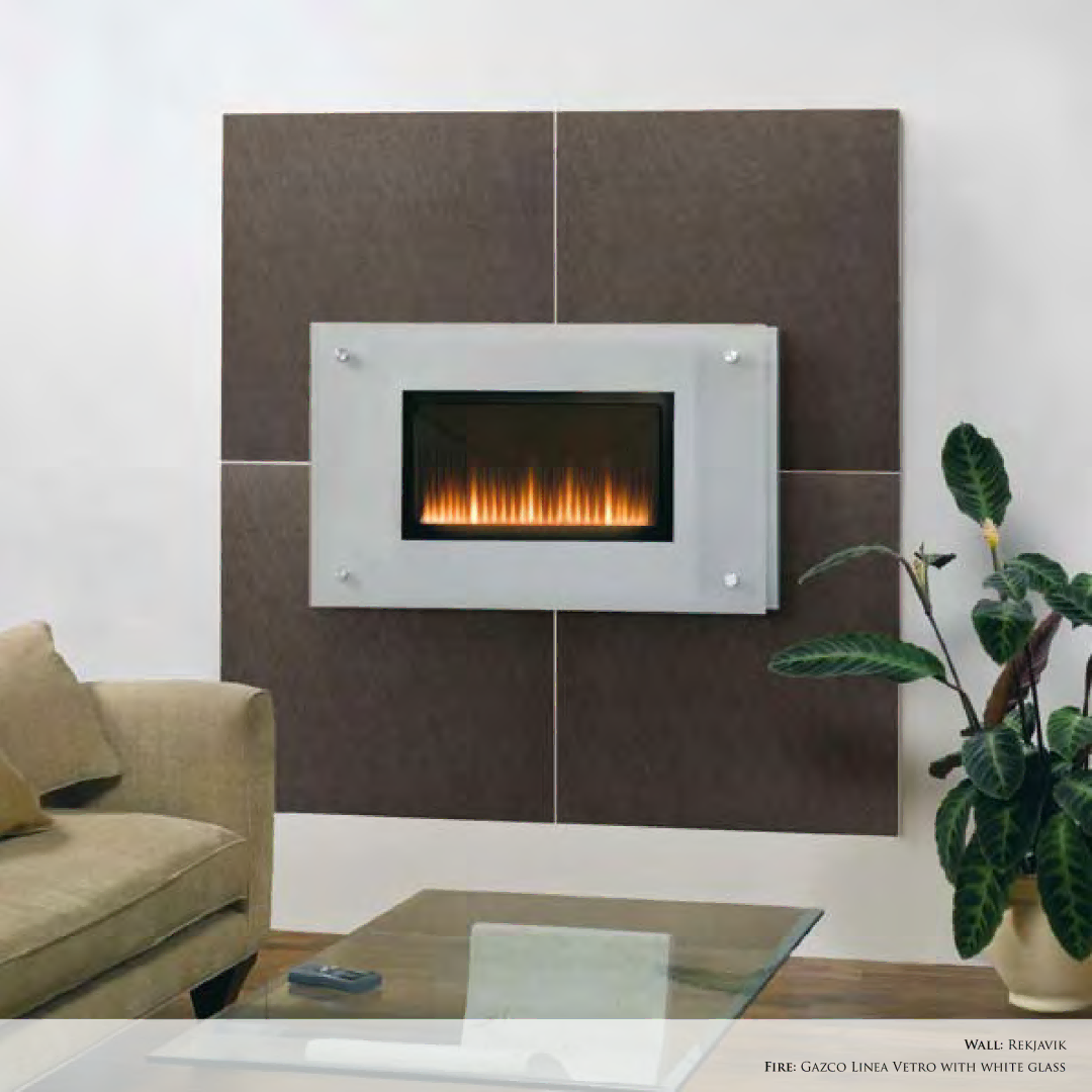 Stovax Exclusive Fireplace manual Wall Rekjavik Fire Gazco Linea Vetro with White Glass 