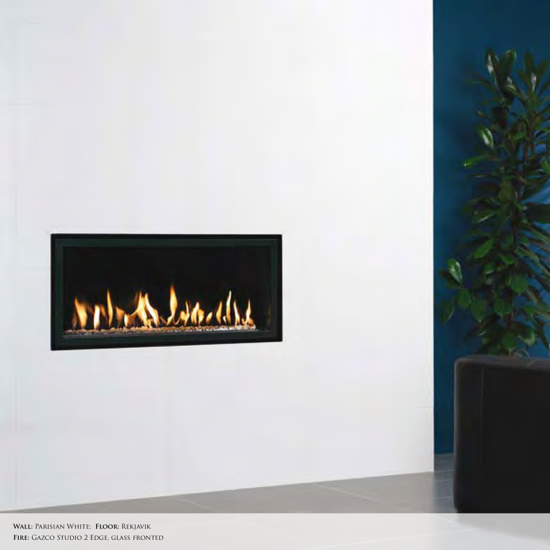 Stovax Exclusive Fireplace manual Wall Parisian White Floor Rekjavik, FIRE GAZCO STUDIO 2 EDGE, GLASS FRONTED 