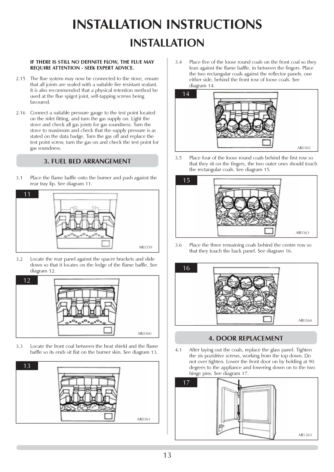 Stovax F40 manual Fuel BED Arrangement, Door Replacement 